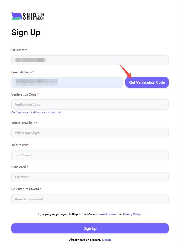 Sign Up Step