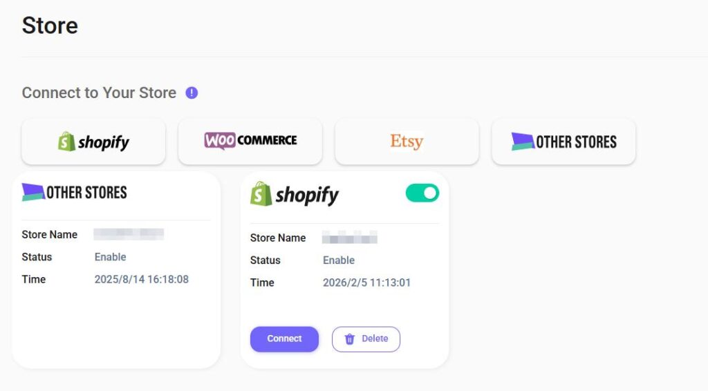 Shopify Store Connection - Shiptothemoon