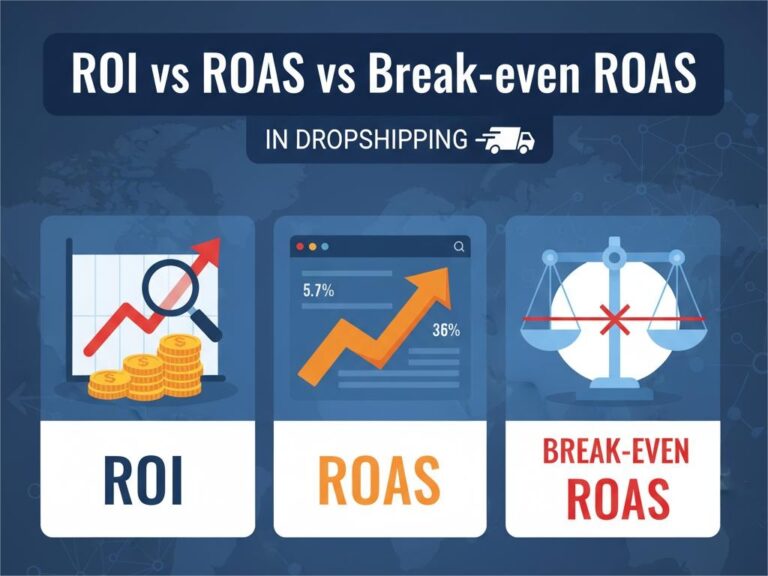 ROI vs ROAS vs Break-even ROAS in Dropshipping