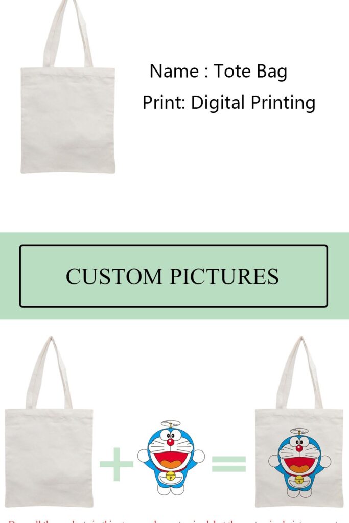 Custom Canvas Tote Bag Reusable Shopping Bag POD Dropshipping
