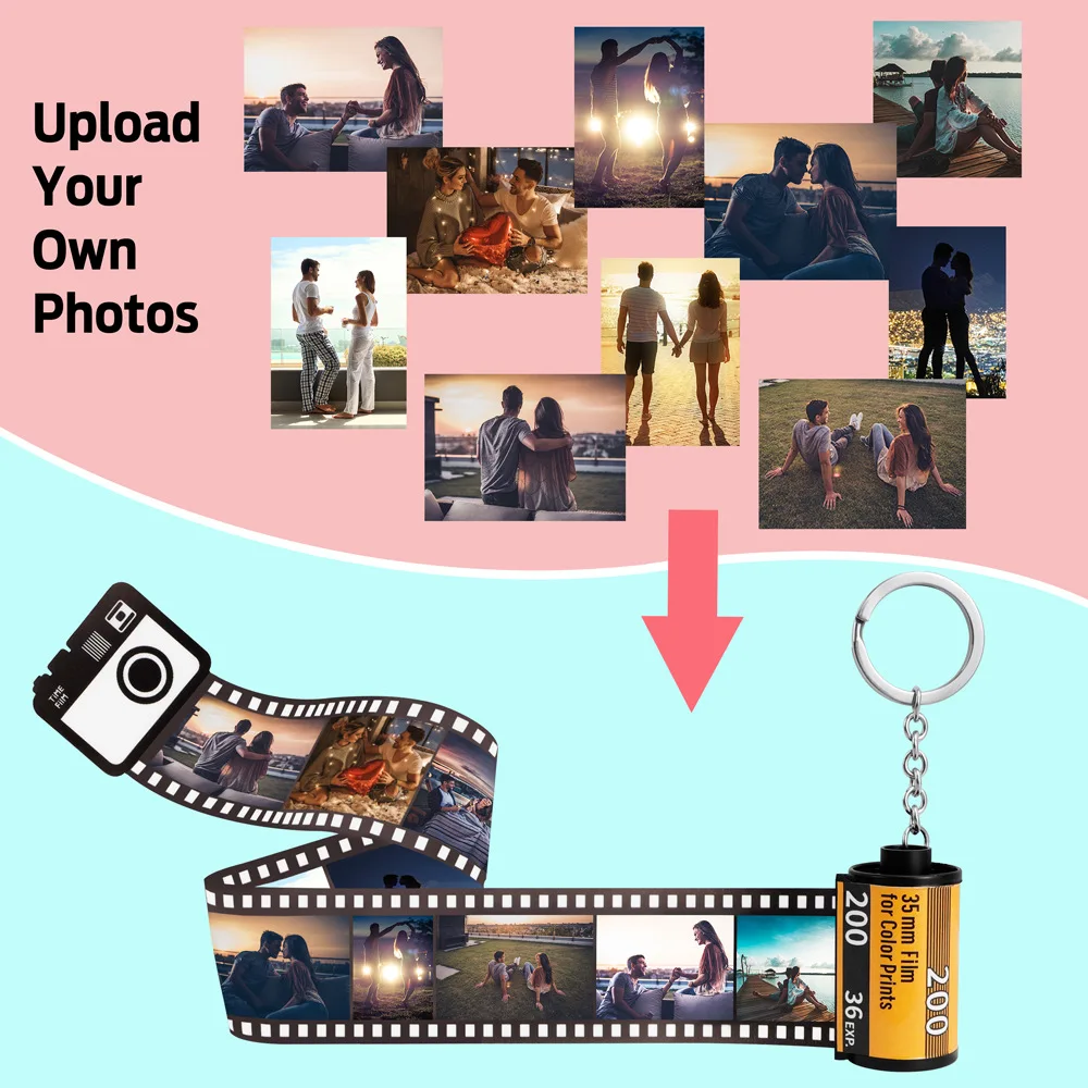 Custom Photo Film Roll Keychain POD Product for Valentine’s Day