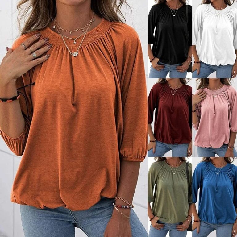 Designer T-Shirt – Casual Oversized 3-4 Sleeve Top 2
