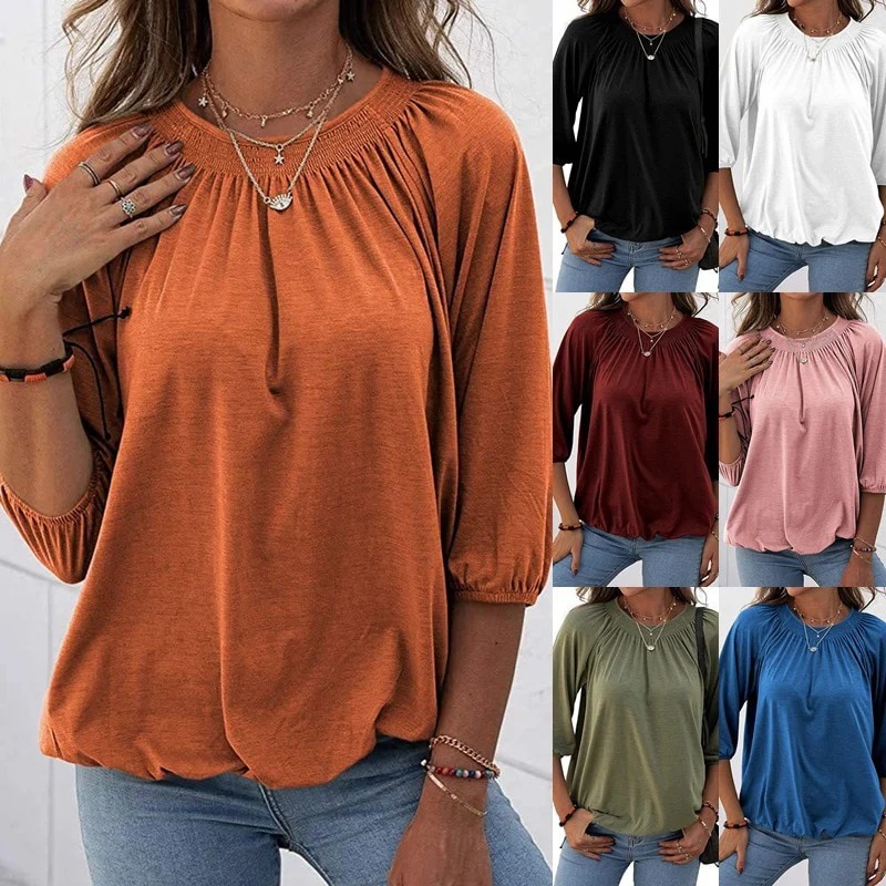 Designer T-Shirt – Casual Oversized 3-4 Sleeve Top 2