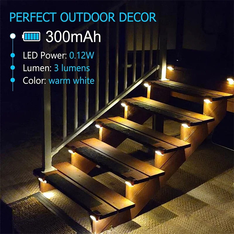 16 Pack Solar Deck Lights | Waterproof LED Step Lights for Outdoor Use