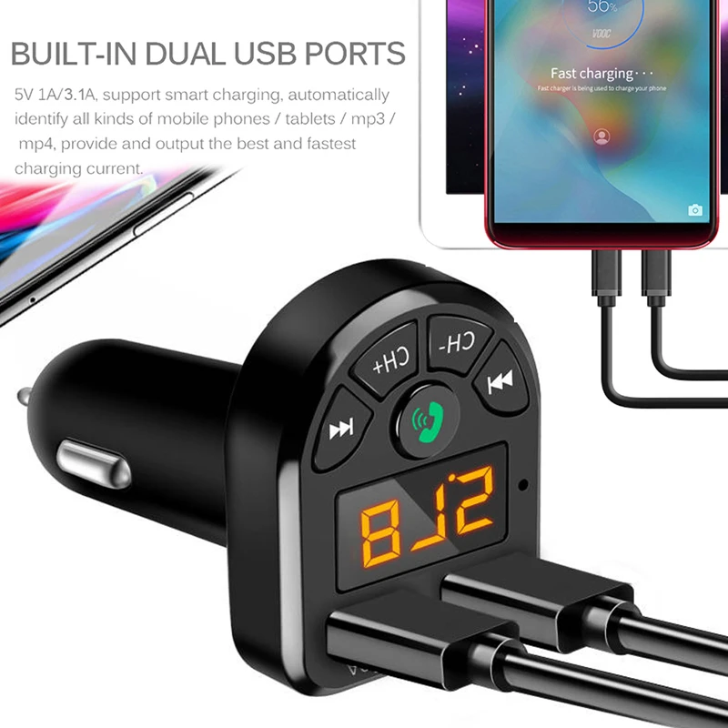 All-in-one Car Bluetooth 5.0 FM Transmitter