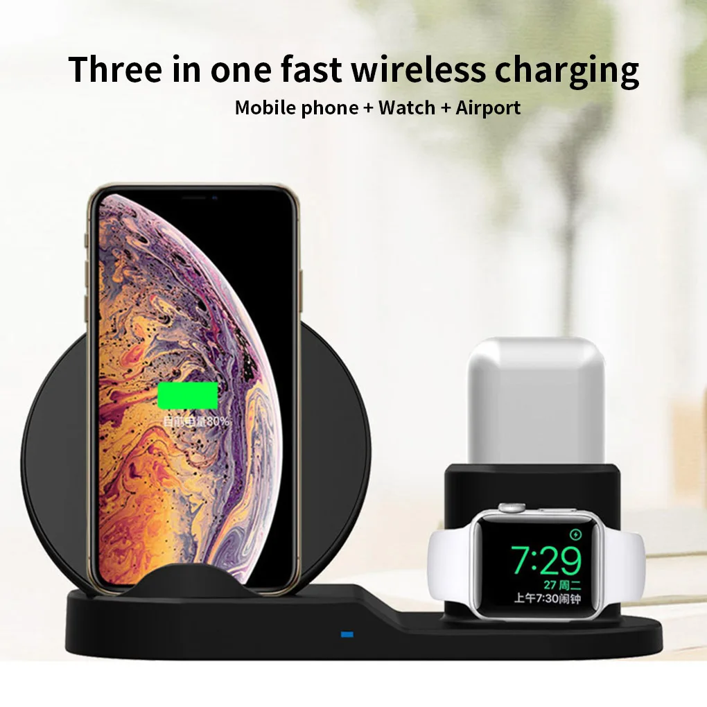 3-in-1 Fast Wireless Charger Dock Station for Phone, Earbuds, and Watch