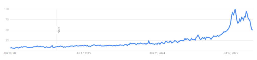 A 5-year trend line for "Padel Racket" on Google Trends