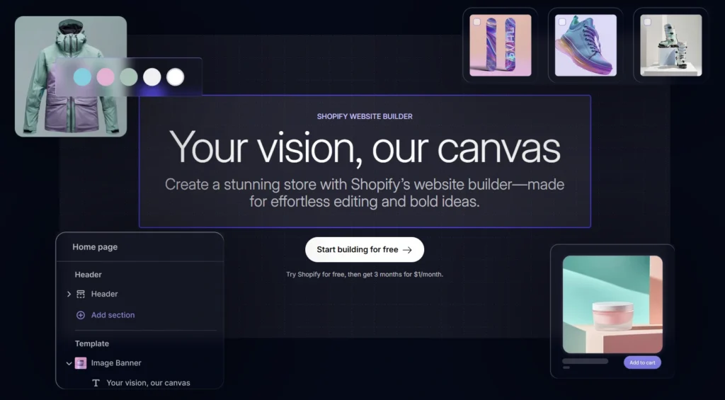 Create a stunning store with Shopify’s website builder-Dropshipping Startup Cost