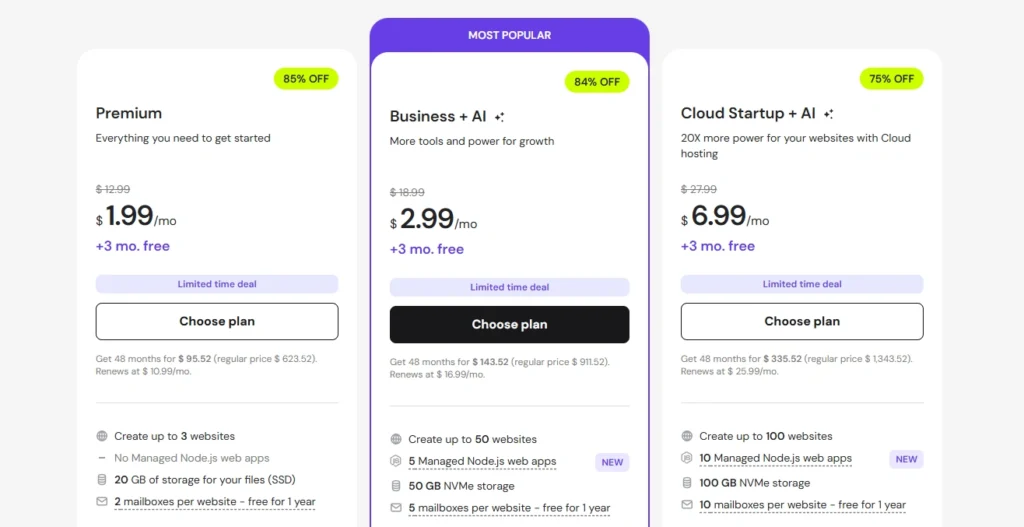 Honstinger Web Hosting Plans