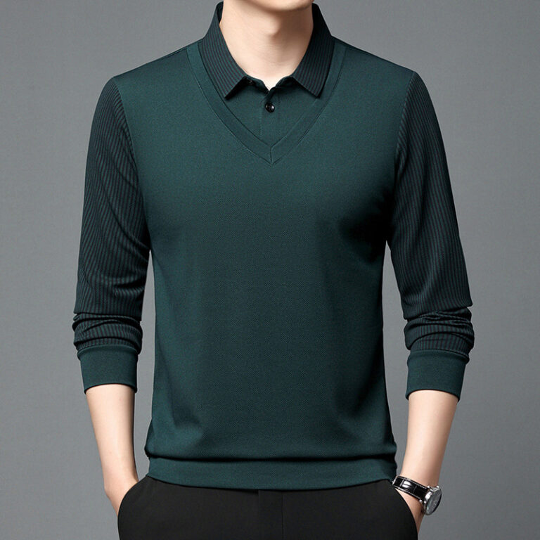 Men's Fake Two-Piece Lapel Polo Shirt