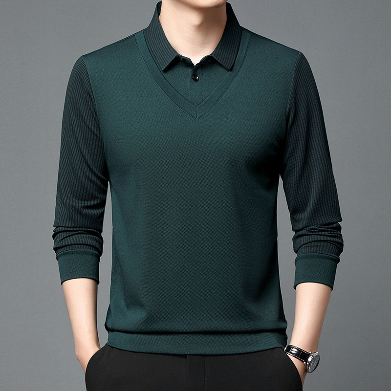 Men's Fake Two-Piece Lapel Polo Shirt