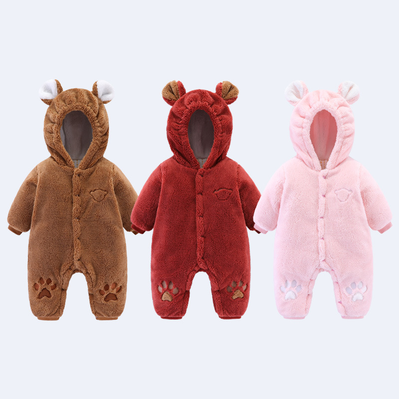 Newborn Milgrain Velvet Bear Onesie
