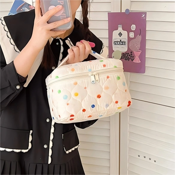 Quilted Cotton Floral Makeup Bag