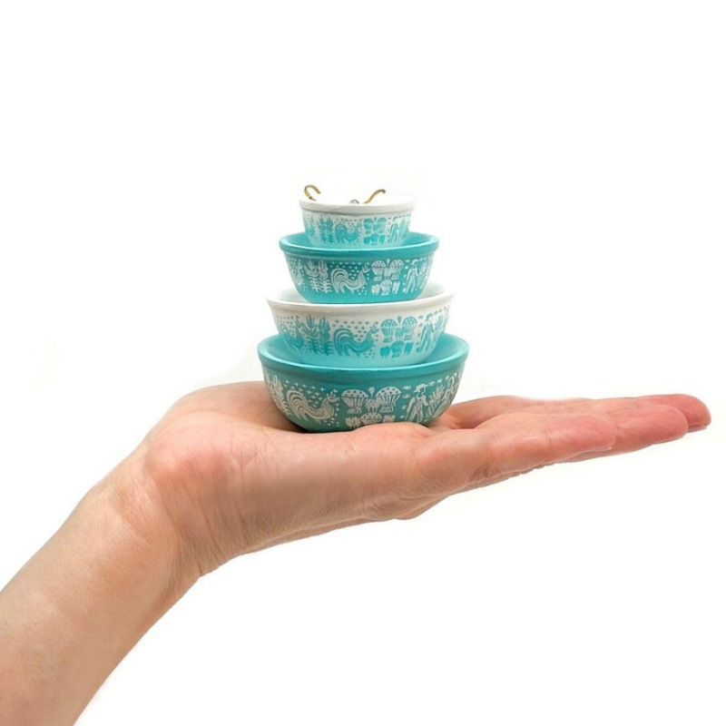 Retro Miniature Stacking Bowl Christmas Tree Ornaments Resin Decor