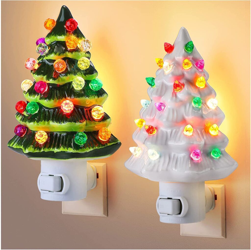 360° Rotating Ceramic Christmas Tree Night Light