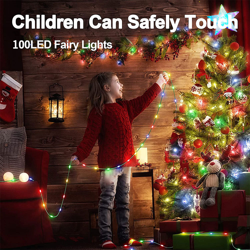 Smart 100LED Christmas Tree Lights with Star Topper & App Control