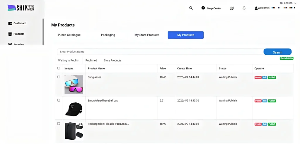 Ship To The Moon Dashboard