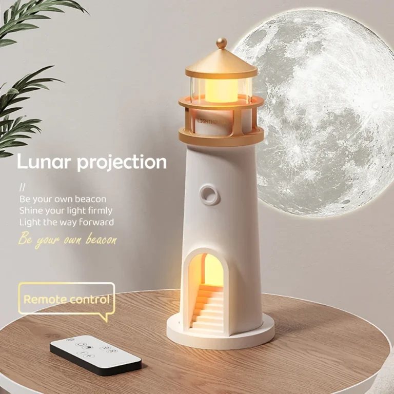 Lighthouse Moon Projector Night Light with Bluetooth Speaker