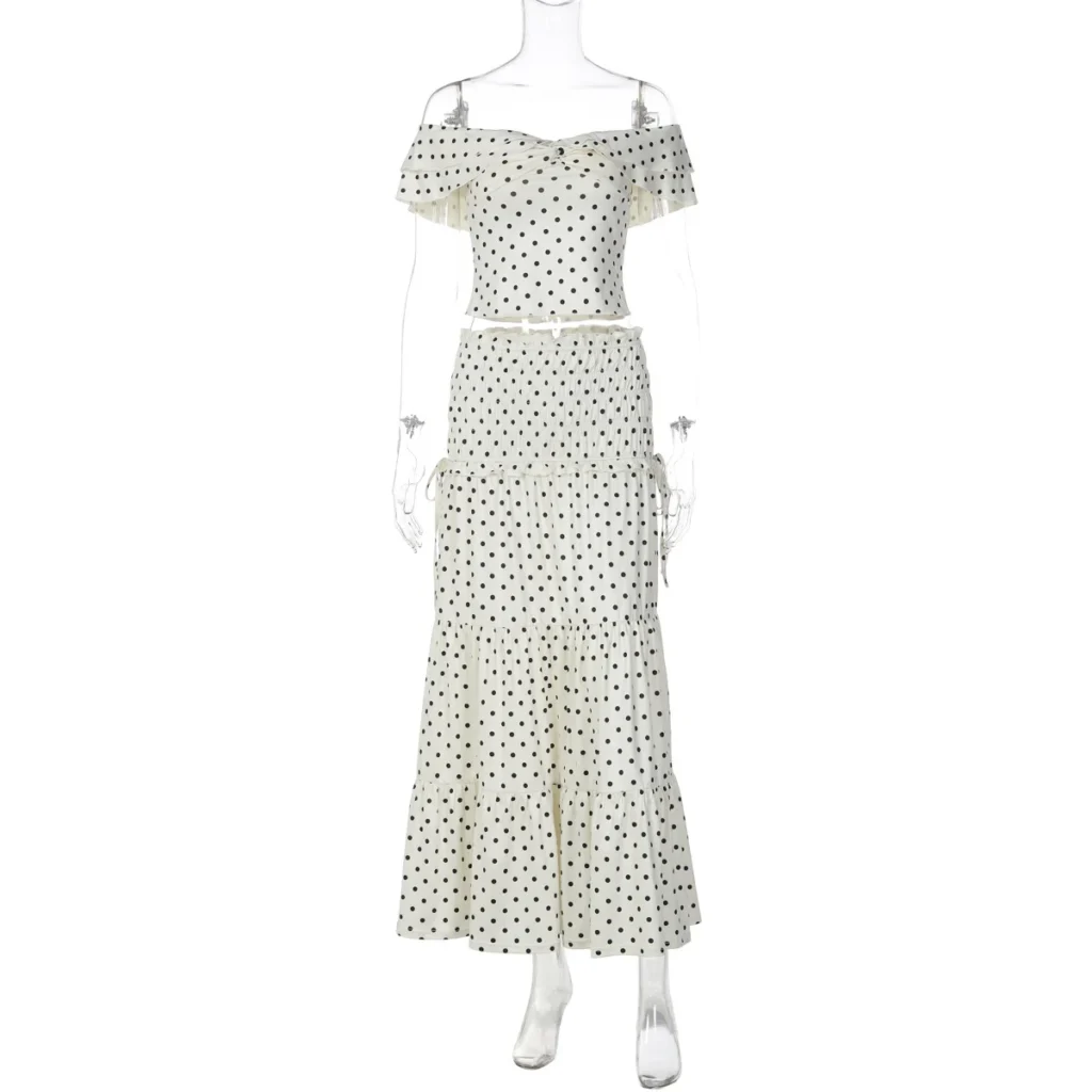 Polka Dot Tiered Maxi Skirt Set