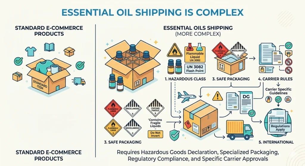 Shipping essential oils is more complex than shipping standard ecommerce products