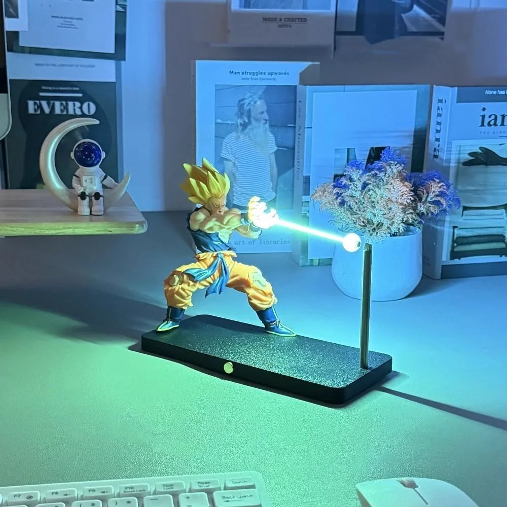 Super Saiyan Figure Night Light with Dynamic Energy Wave Effect