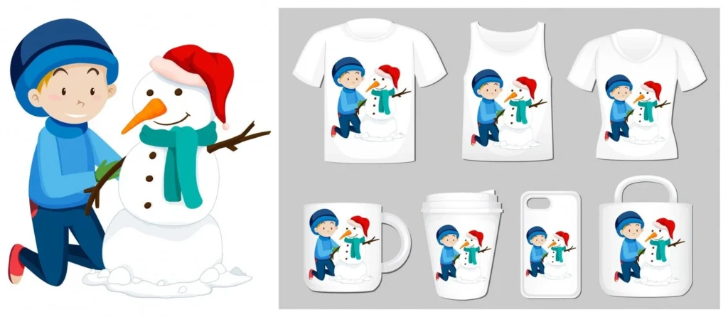 christmas theme with boy snowman product templates