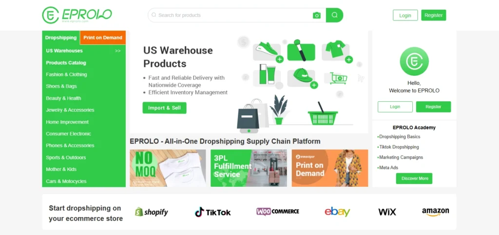 All-in-One Dropshipping Supply Chain Platform -EPROLO Alternatice