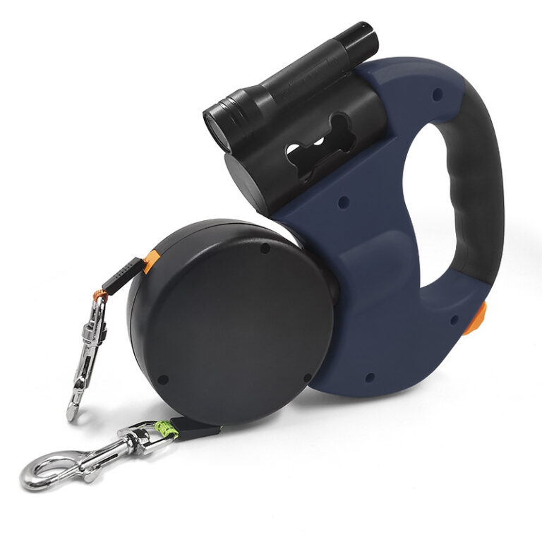 Retractable Double Dog Leash with LED Flashlight