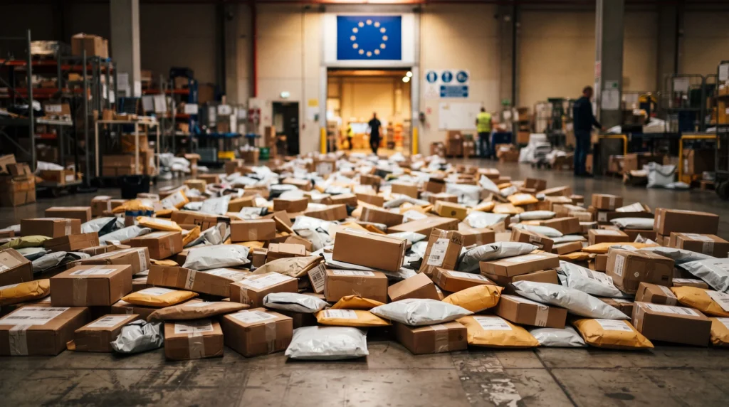 E commerce parcels on floor
